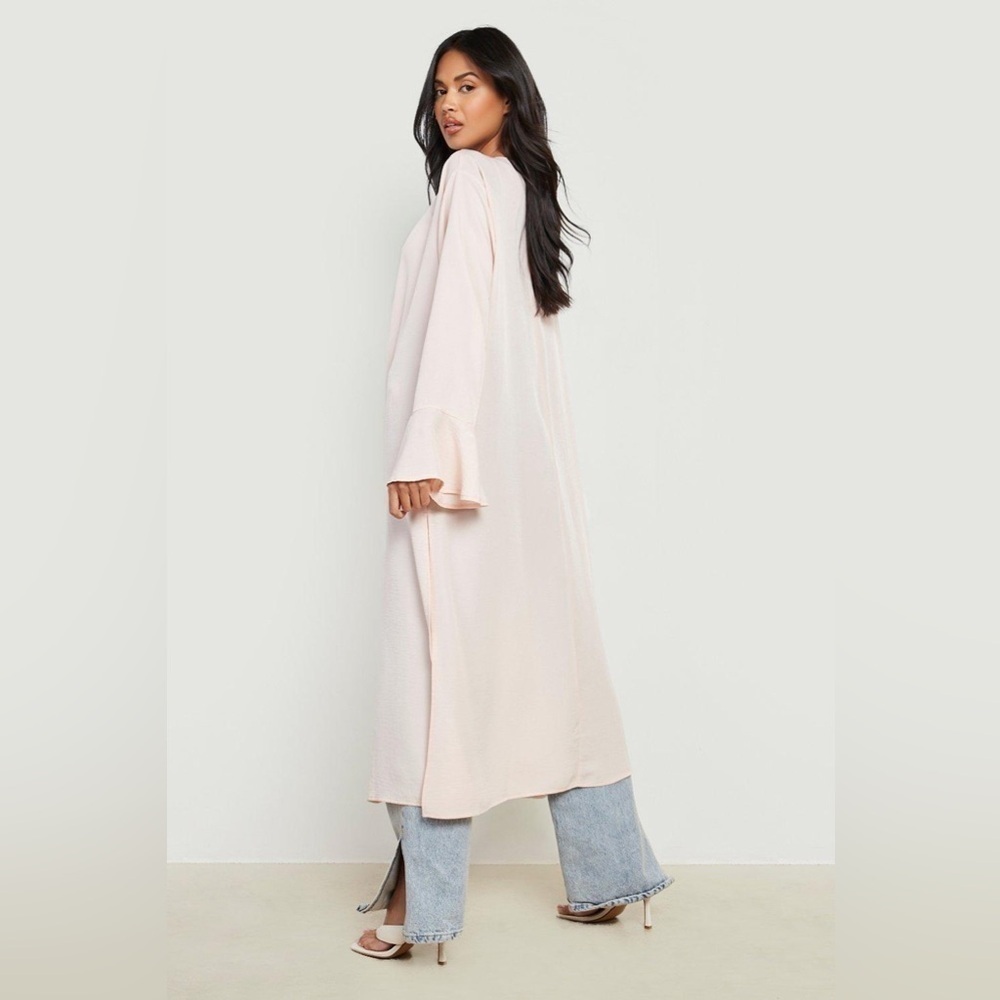 Beautiful minimalist tan maxi kimono pockets NWOT - Picture 2 of 10